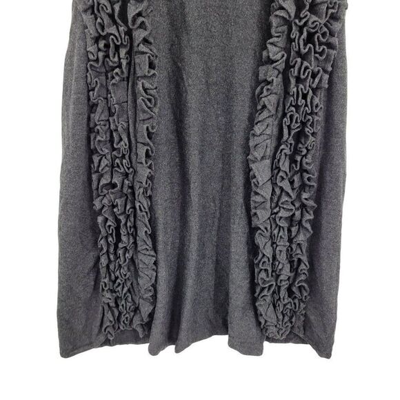 Cable & Gauge Cardigan Tunic Vest Sleeveless Longline Open Ruffle Knit Gray S - Picture 7 of 10